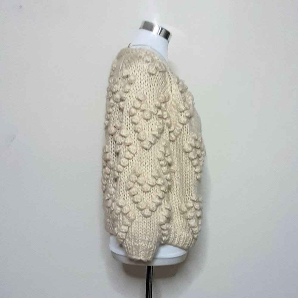 Chic Wish Cashmere / Wool Blend Chunky Beige Cardigan Sweater Size Small - Picture 4 of 8